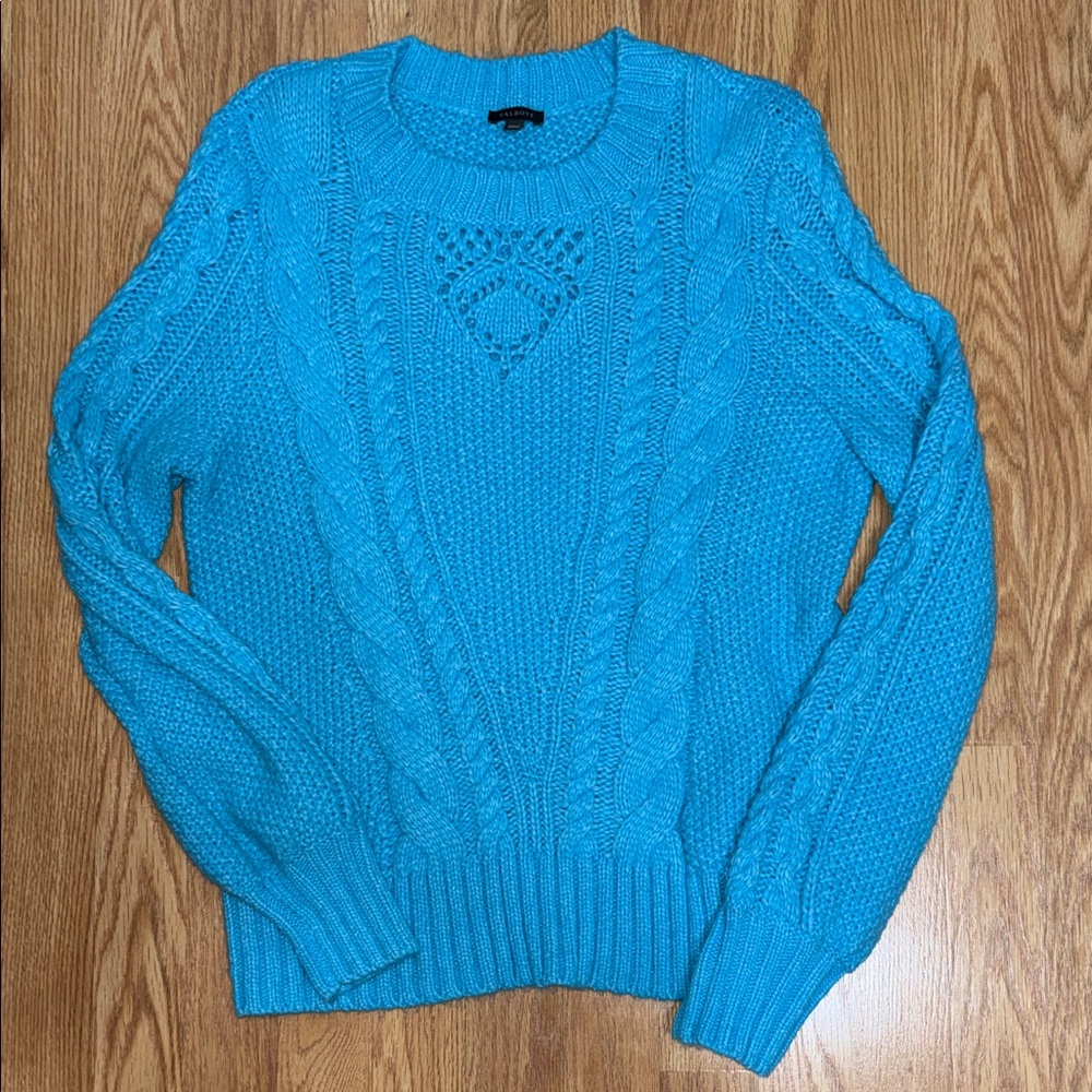 Talbots Vibrant Blue Cable Knit Sweater